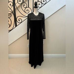 Romi Nicole black velvet dress with beaded neck line maxi dress!